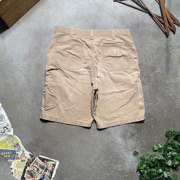 Vintage Carhartt Tan Carpenter Shorts Mens 38" Baggy Skater Jorts Jean Shorts - Picture 1 of 5